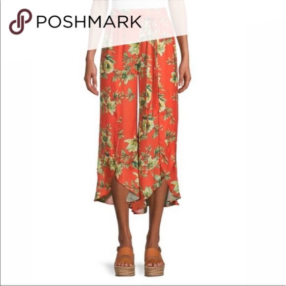 AVA & AIDEN wrap top and leaf print tulip hem pants orange like new floral - Picture 9 of 10